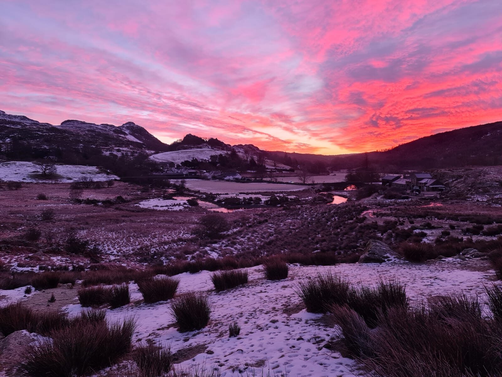 Red sunset above Capel Curig