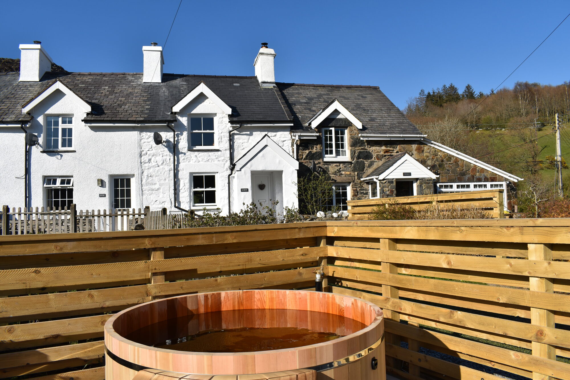 Hot tub with Snowdonia Breaks cottages behind
